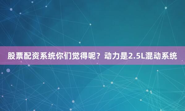 股票配资系统你们觉得呢？动力是2.5L混动系统