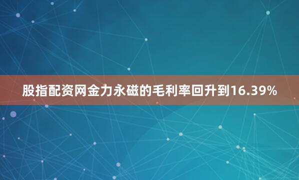 股指配资网金力永磁的毛利率回升到16.39%